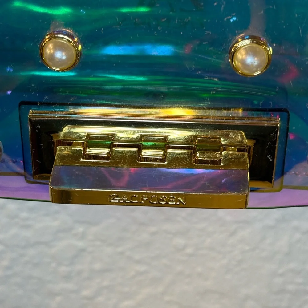 ZAC Zac Posen Eartha Mini Iridescent TPU Pearl Crossbody Bag Double Layer Strap - Picture 12 of 16